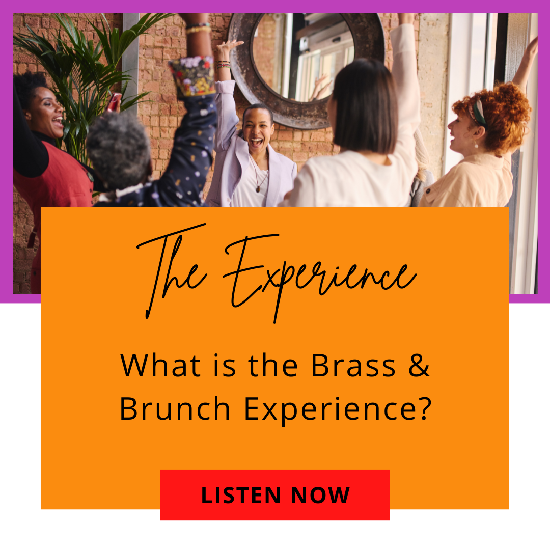 A group enjoying the Brass & Brunch Experience with lively conversation and drinks.